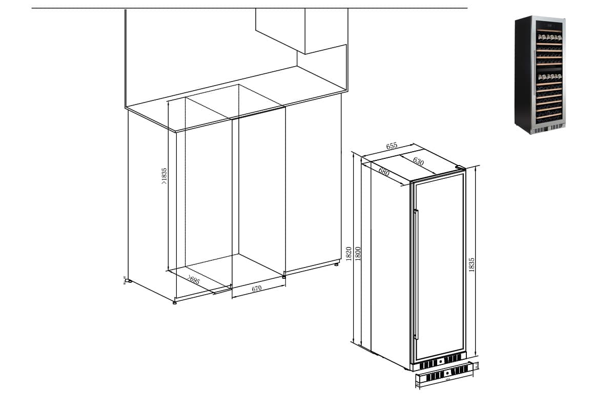 Шкаф винный Temptech E1000DX