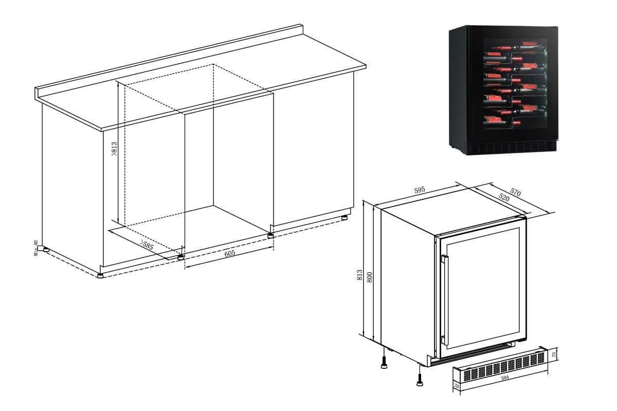 Шкаф винный Temptech PRESPROX60SRB