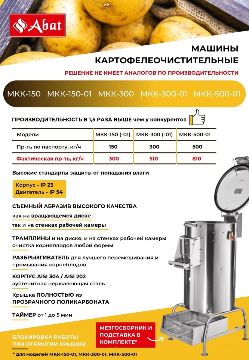 Картофелечистка Abat МКК-150 (41000009878)