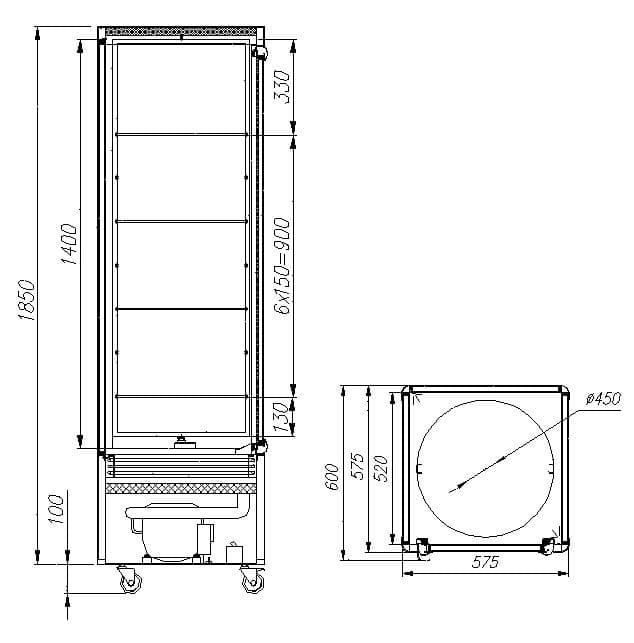 Витрина кондитерская Carboma R400Cвр (D4 VM 400-2) цвет по схеме