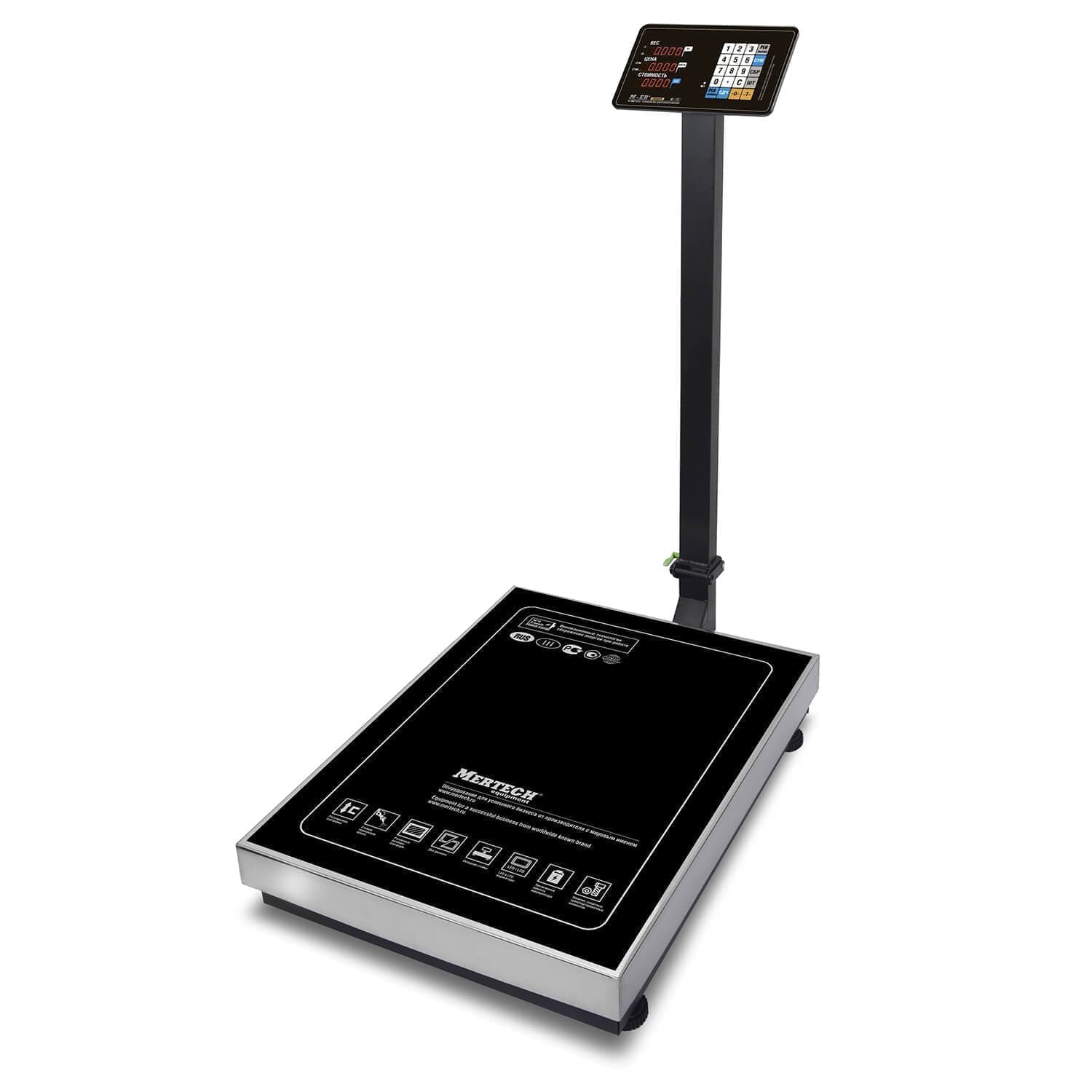 Весы торговые напольные M-ER 333 ACLP-600.200 "TRADER" расчет стоимости LED