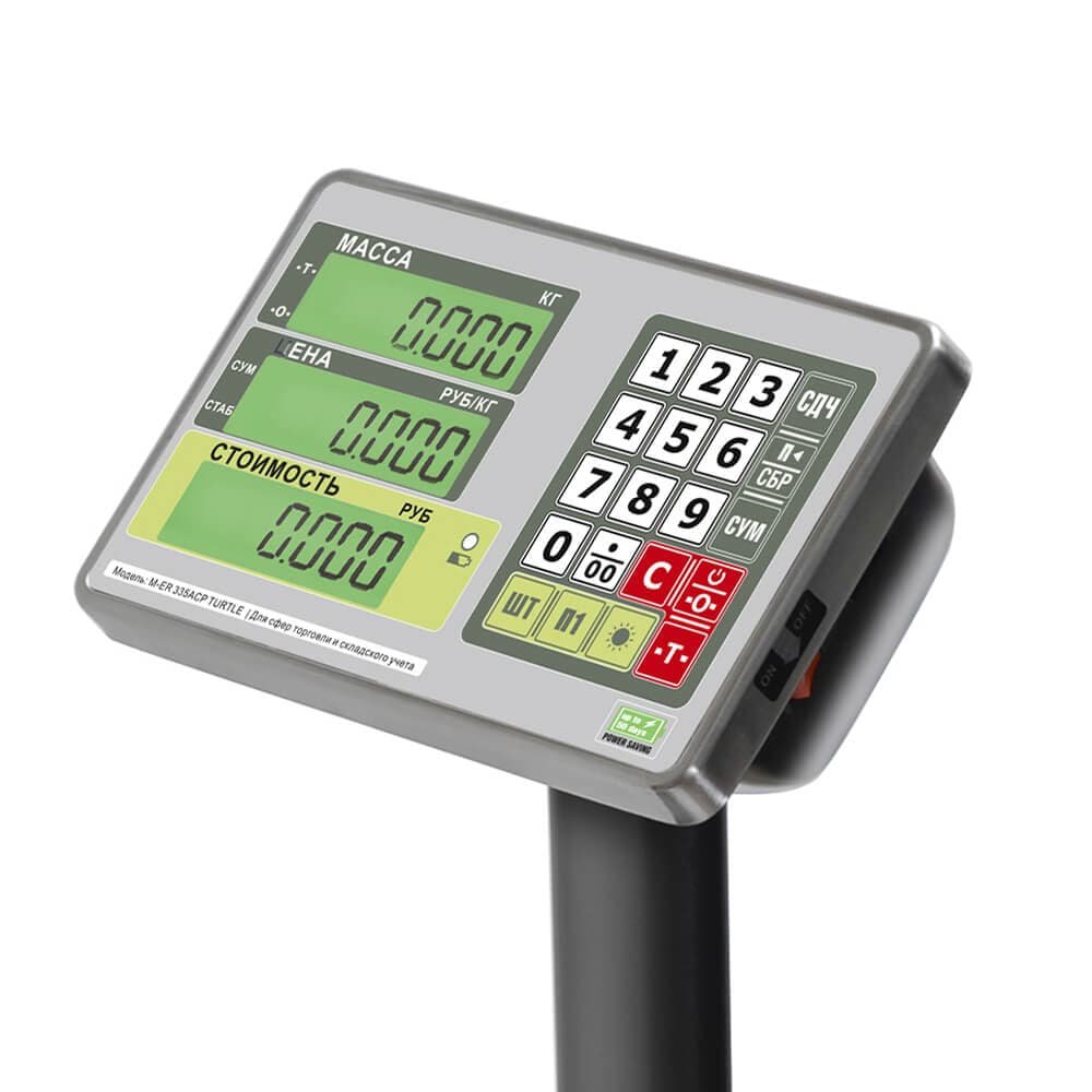 Весы торговые напольные M-ER 335 ACPU-60.10 "TURTLE" расчет стоимости LCD
