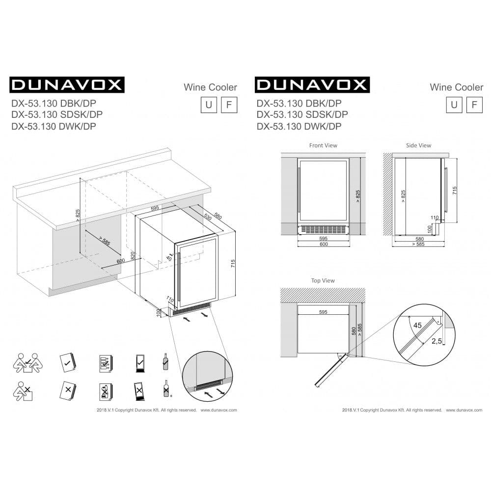 Шкаф винный Dunavox DX-53.130DBK/DP