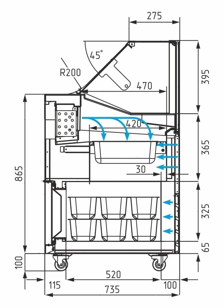 Витрина для мороженого Carboma IC72 SL 1,3-1 9003 индивид. исполнение