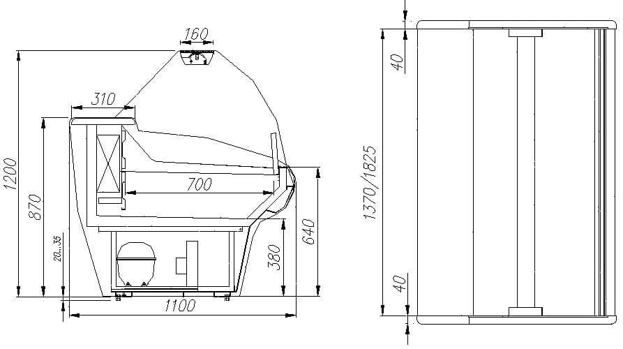 Витрина морозильная Carboma G110 SL 1,5-1 (ВХСн-1,5 G110) 9006-3020