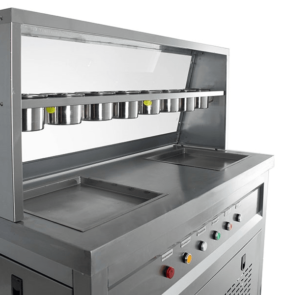 Фризер для жареного мороженого Foodatlas KCB-2F (контейнеры, стол для топпингов, 2 компрессора)