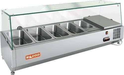 Витрина холодильная для ингредиентов Hicold VRX 1200 стекло (4xGN1/3 + 1xGN1/4)